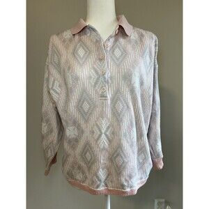 Pastel Sweater 90s Vibe with Funky Pattern Grandma Core Size Medium